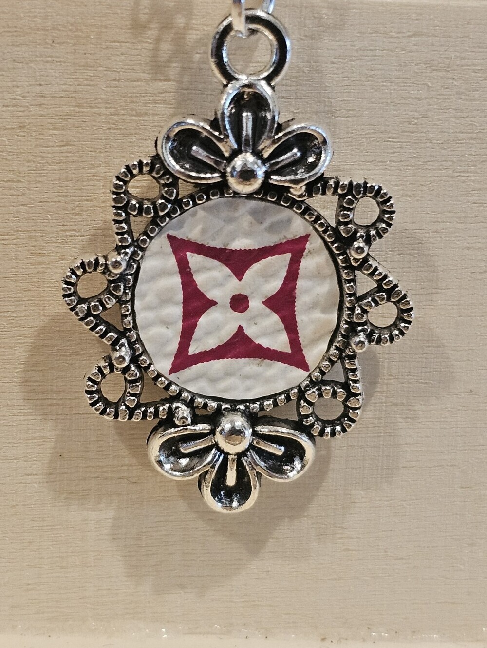 Louis Vuitton Piece In Pendant On 24" Silver Plated Necklace